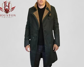 Blade Runner 2049 Officer K Ryan Gosling Shearling Lined Long Trench Coat, Cyberpunk LAPD Detective Sci-Fi Movie Costume