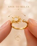 Sun Spinner Anxiety Ring for Women, Adjustable Rotating Sun Ring, ADHD Fidget Jewelry, Stress Relief Gift, Gold Worry Ring - Sunshine