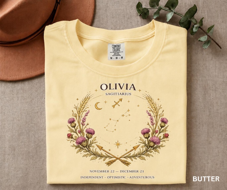 Personalized Sagittarius Zodiac Shirt Custom Name Thistle Floral personalized-sagittarius-zodiac-shirt-custom-name-thistle-floral