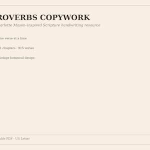 Proverbs Copywork | Charlotte Mason Inspired Bible Copywork | Christian Homeschool Printable | Scripture Handwriting Workbook | PDF