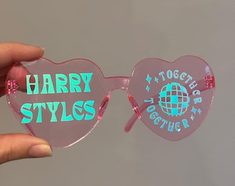 Harry Styles Heart Concert Glasses: Pink Holographic Tour Accessory
