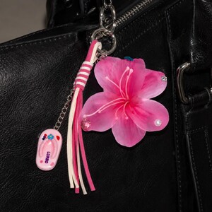 Y2K Cyberpunk Lily Orchid Flower Keychain, Personalized Name Bag Charm Gothic Floral Tassel Purse Pendant Fairycore Phone Charm Gift image 10