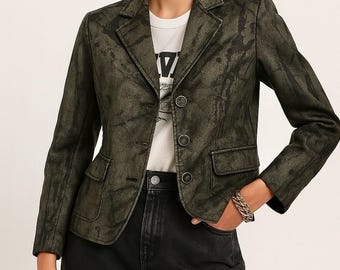Chagal Painted Jacket Distressed Unlined Lightweight Denim Cotton Retro 10