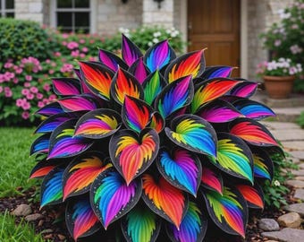 200 Pcs Rainbow Hosta Seeds Rare Neon Multicolor Dark Foliage Perennial Front Yard Garden