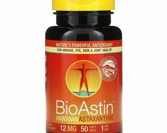 Nutrex BioAstin Hawaiian Astaxanthin 12mg 50 Softgels Natural Antioxidant Supplement Support