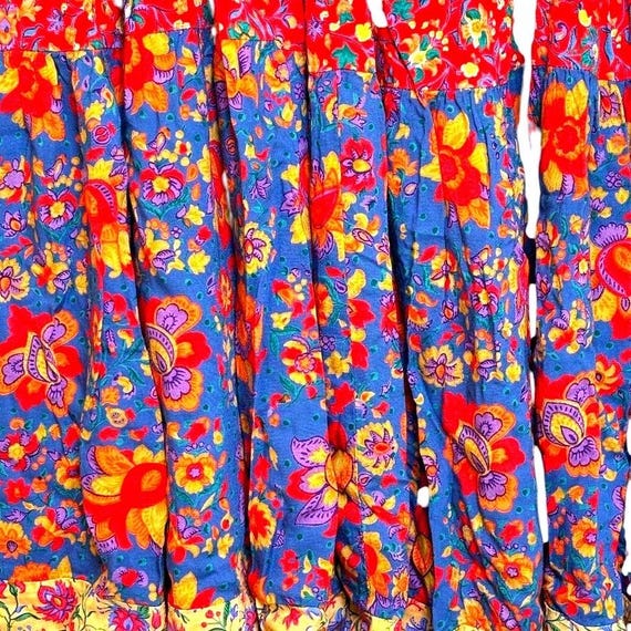 Vtg 80s Broom Skirt Maxi Sz M Florals Tiered Boho… - image 3