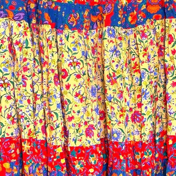 Vtg 80s Broom Skirt Maxi Sz M Florals Tiered Boho… - image 4