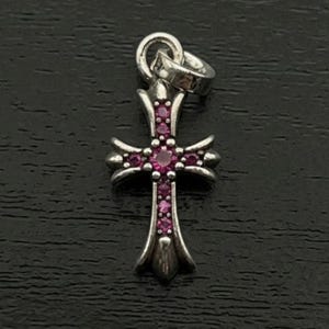 Rubinkorshänge i sterlingsilver, gotisk berlock, vintage kristna smycken
