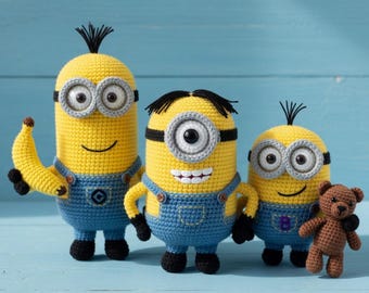 Minion Virkmönsterpaket | Kevin, Stuart, Bob Amigurumi (PDF-nedladdning)