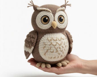 Crochet Owl Amigurumi Pattern PDF | 12 Inch Woodland Plush Toy (Digital Download)