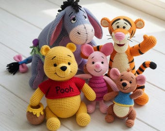 Pacchetto di schemi all'uncinetto di Winnie the Pooh / 5 in 1 o 9 in 1 in formato PDF (download immediato)