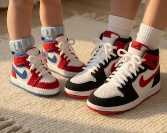 Modello PDF per scarpe da ginnastica alte all'uncinetto / Scarpe all'uncinetto personalizzabili per adulti e bambini, scarpe da ginnastica per neonati