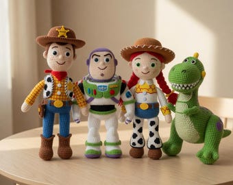 Pacchetto di schemi per uncinetto di Toy Story / Woody, Buzz, Jessie, Rex Amigurumi in formato PDF (download digitale)