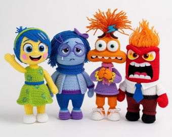 Inside Out 2 Virkmönsterpaket, Pixar Emotions Amigurumi PDF (digital nedladdning)