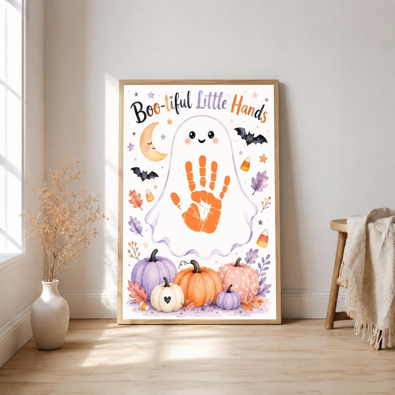 halloween handprint card, halloween baby handprint, halloween keepsake PDF, halloween handprint DIY, halloween handprint template, little pumpkin handprint, happy halloween handprint, 2026 halloween handprint, first halloween keepsake, halloween baby printable, october craft kids, fall handprint craft, toddler keepsake