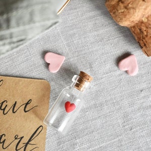 Tiny Message in a Bottle - Heart - wedding favour valentines day couples gift