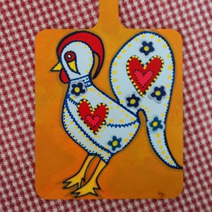 Portuguese Rooster of Barcelos Art: Hand-Painted Mini Cutting Board