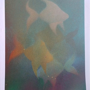Kaiserfisch Malerei, Malerei des Kaiserfisches auf Papier, Tropische Fische Kunst, Buntes Fisch Kunstwerk auf Aquarellpapier, Hübsches Fisch Art 15x11
