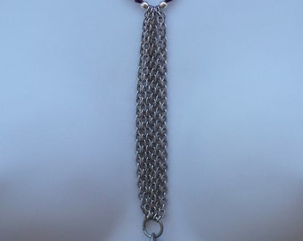 Lilac Agate Y Necklace: Lavender Stone Pendant, Silver Chain