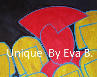 Handmade Pop Art Painting: Unique Red Figure on Canvas (12x12)