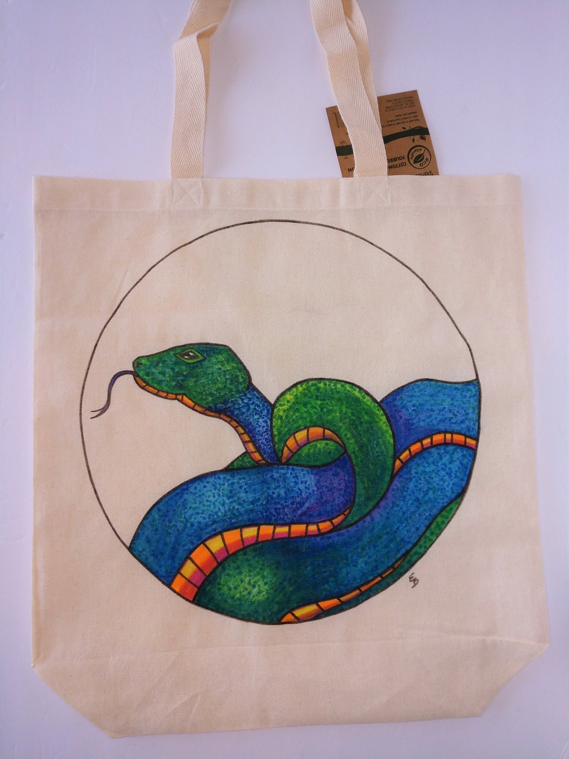 Blue Snake Tote Bag Yellow Bellied Snake Bag Market Bag Etsy