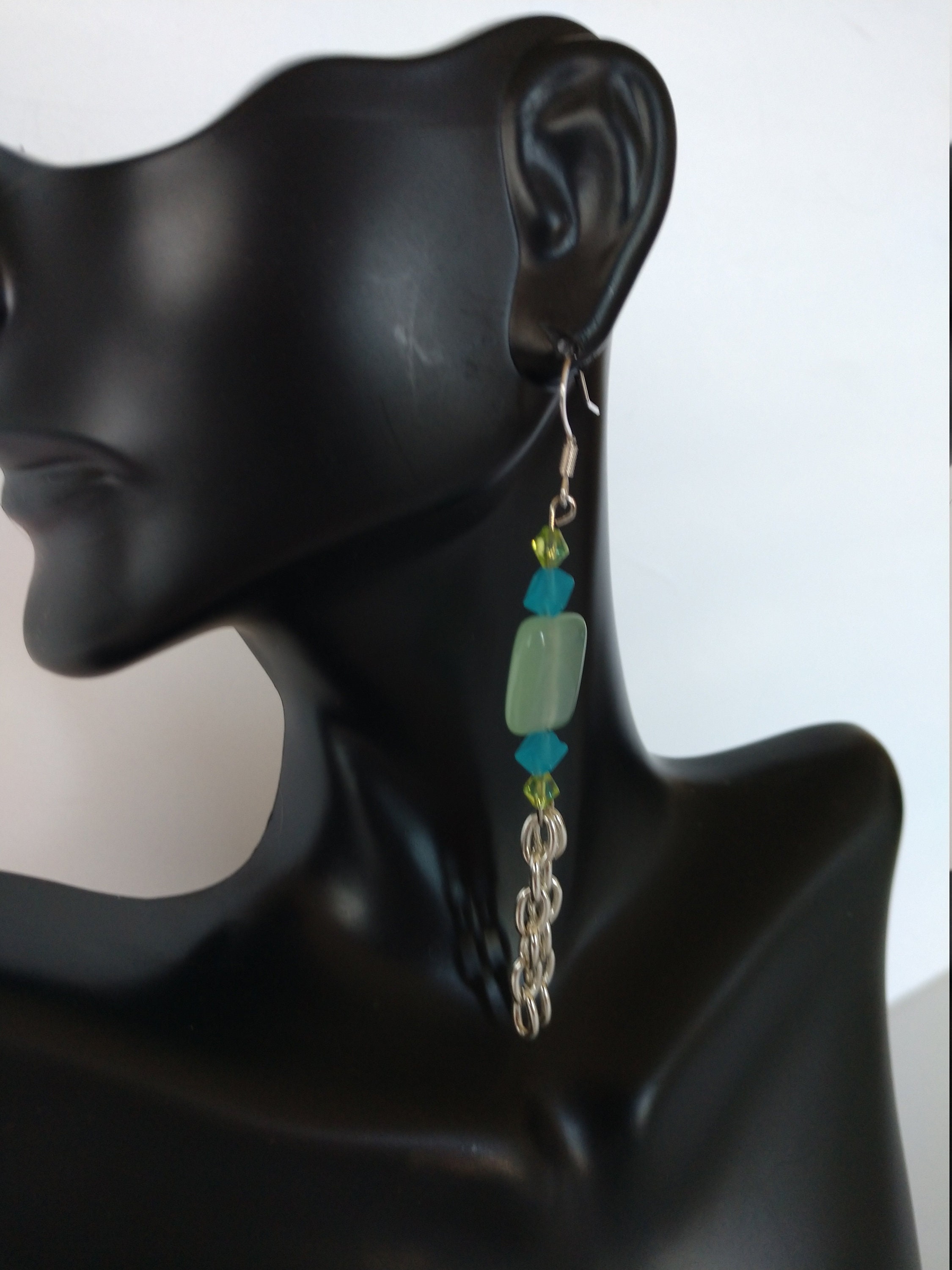 Green and Blue Earrings , Mint Green Earrings , Green Dangle Earrings ...