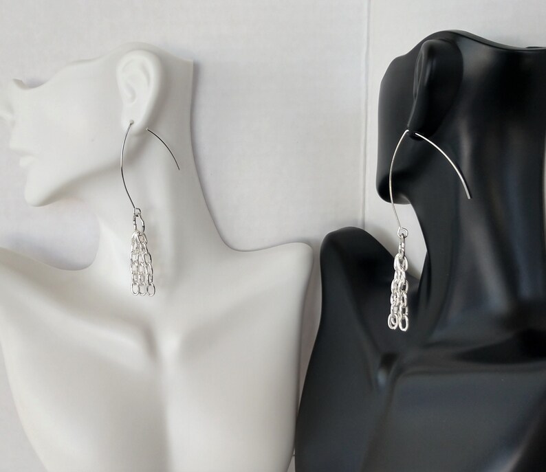 Silver dangle chain earrings Clearance