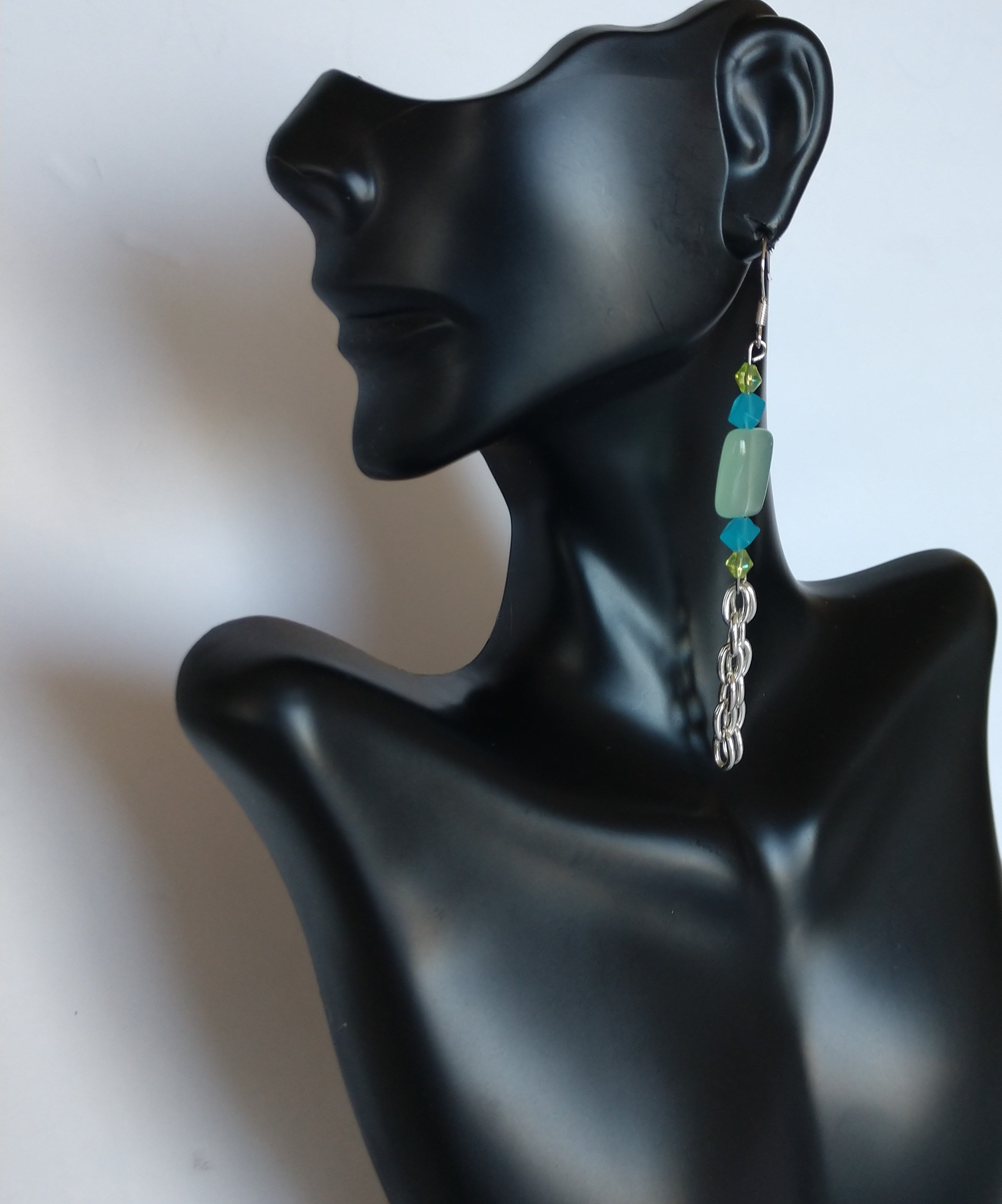 Green and Blue Earrings , Mint Green Earrings , Green Dangle Earrings ...