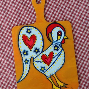 Portuguese Rooster of Barcelos Art: Hand-Painted Mini Cutting Board