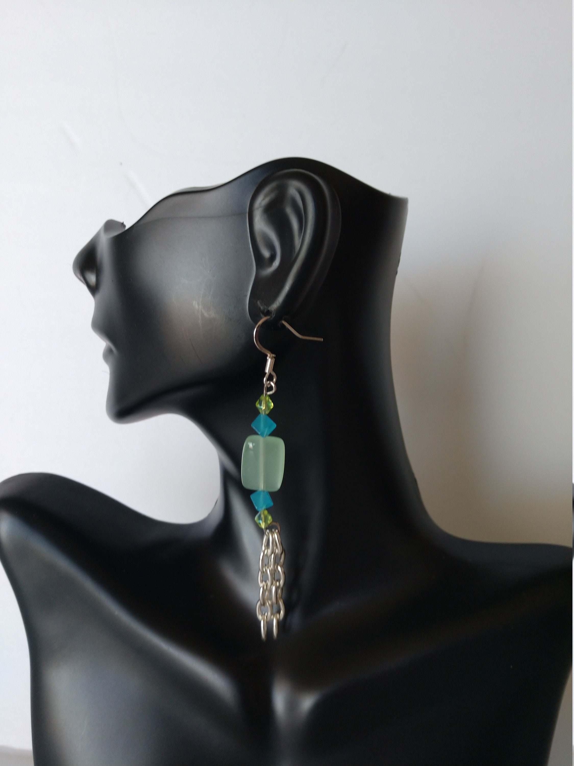 Green and Blue Earrings , Mint Green Earrings , Green Dangle Earrings ...