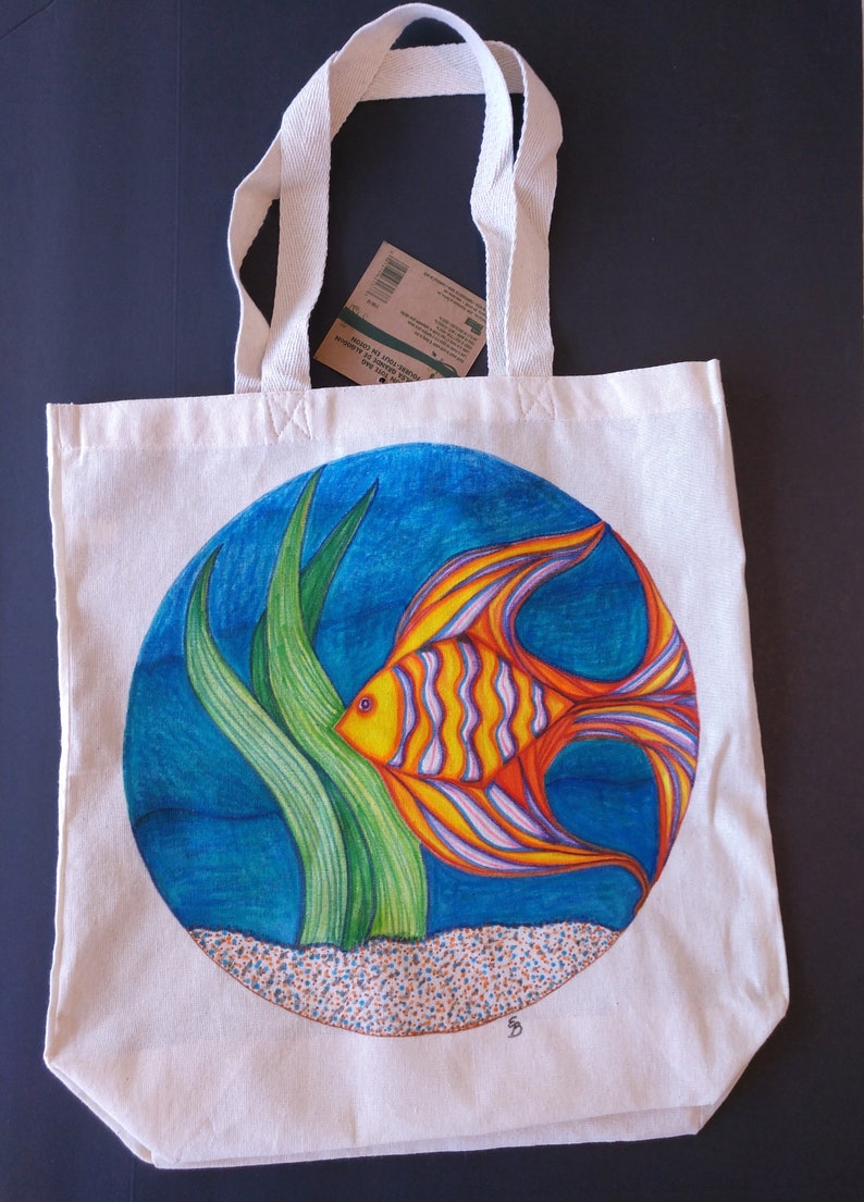 Fish Market Bag Angelfish Tote Bag Angel Fish Reusable Bag Etsy