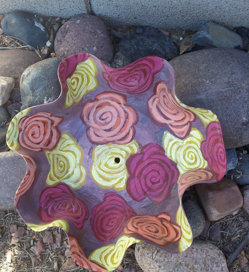 Roses Painted Bowl Floral Bowl Flower Basket Decorative Bowl Record