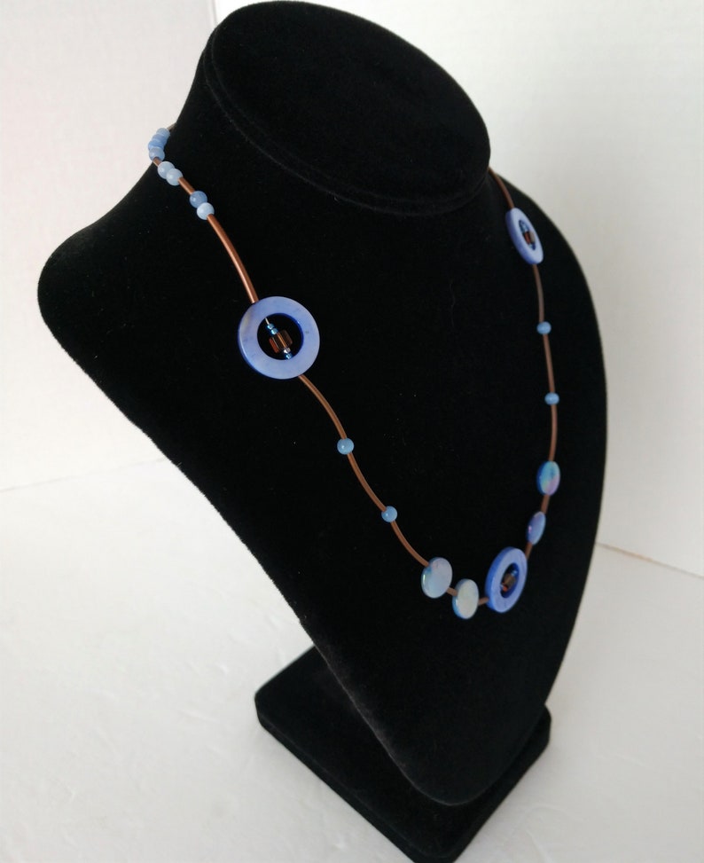 Periwinkle Blue and Brown Necklace Lavender Blue Necklace Etsy