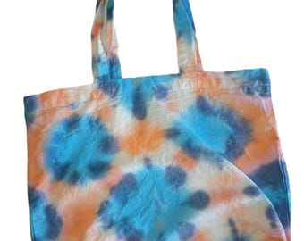Hand-Dyed Tie Dye Cotton Tote Bag: Colorburst Market Bag
