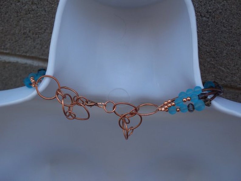 Braune und blaue Halskette Mehrstrang Halskette Kupfer | Etsy