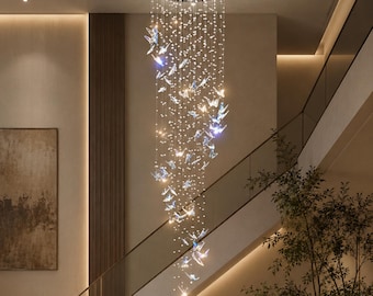 Lámpara de araña de cristal en espiral para escaleras, luminaria para escaleras y dormitorios, luminaria artística para el hogar, comedor y oficina.