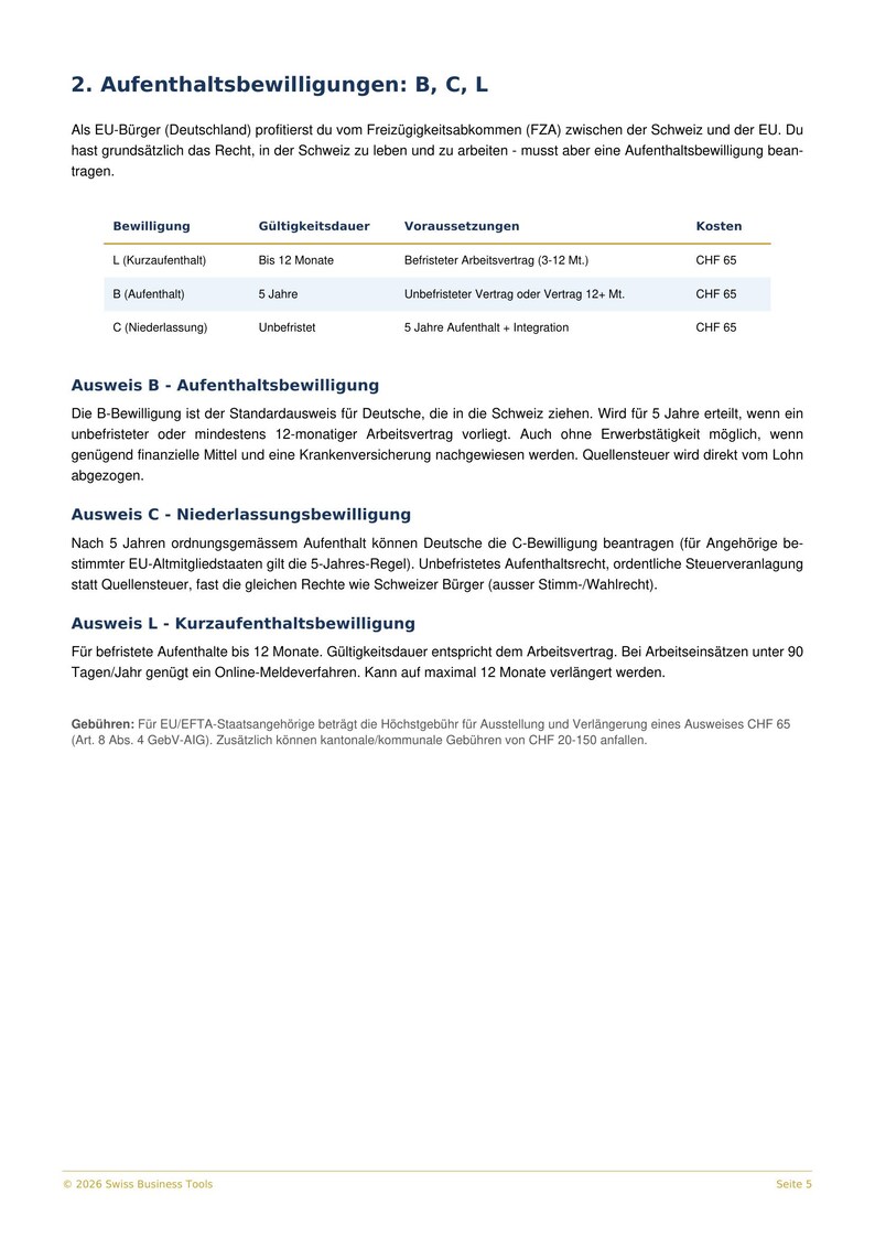 Auswandern Deutschland Schweiz 2026 - Komplett-Guide PDF Checkliste Umzug Anmeldung Aufenthaltsbewilligung image 3