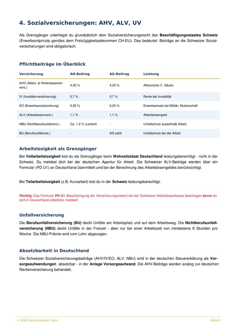 Grenzgänger Steuerguide Deutschland Schweiz 2026 PDF Liste de contrôle Quellensteuer DBA Ausweis G image 3