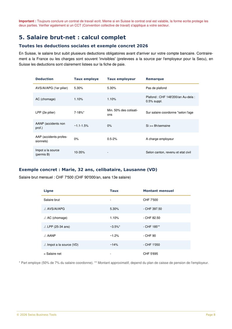 Émigrer France Suisse 2026 | Guide Complet 46 Pages PDF | Impôts LAMal Permis Checklist image 3