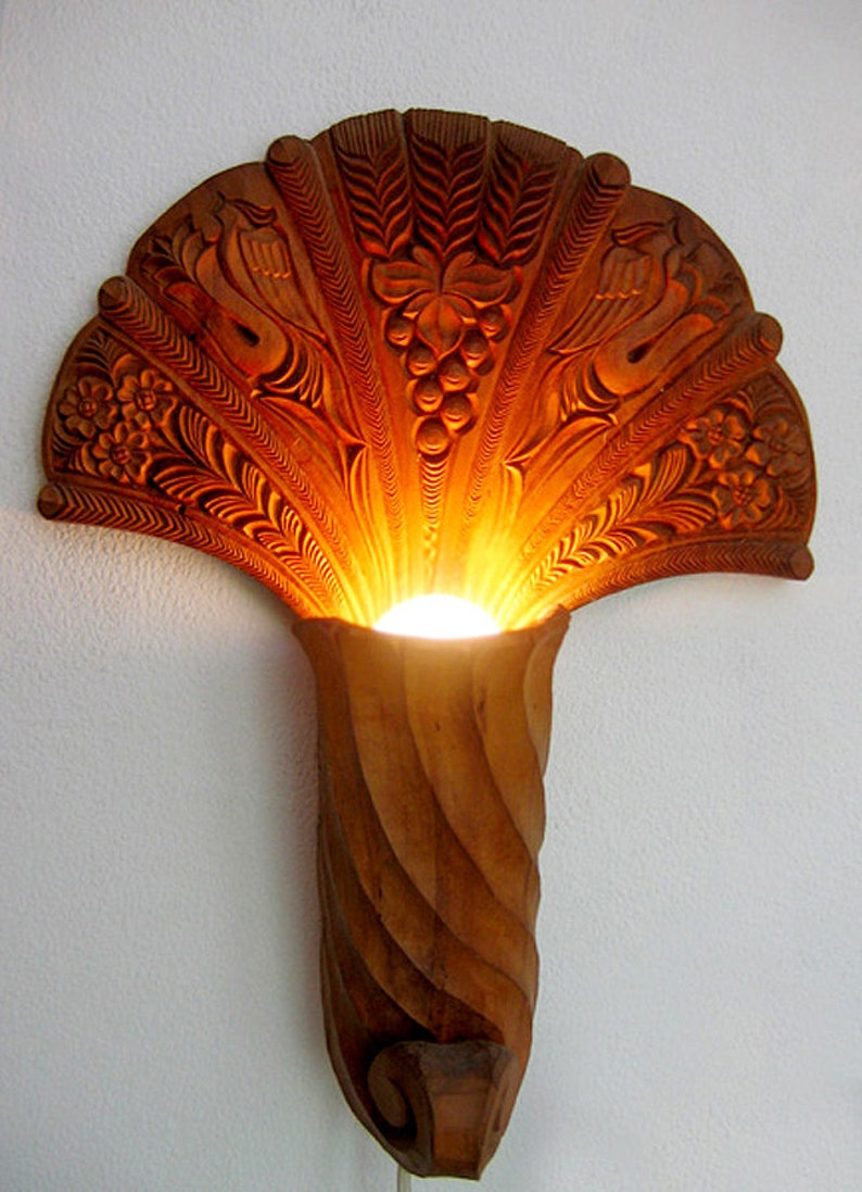 Hand Carved Electrical Lampto Be Ordered Wood Carving Wood Etsy