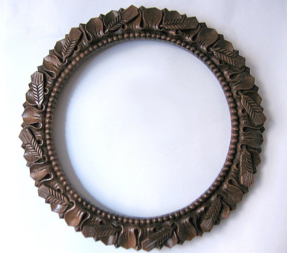 Frame For A Round Mirror Or Tapestry Wood Carving Handmade Tapestry Wood Carving Handmade, Carved Wood Mirror Round