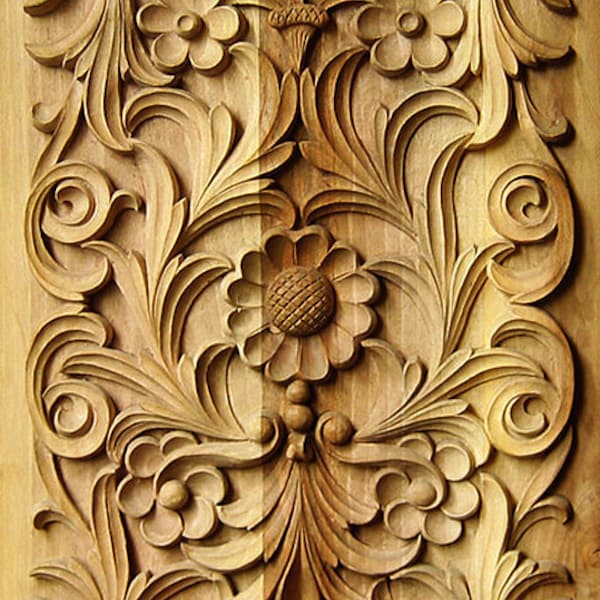 Wood carving traditional Bulgarian art, Rectangular panel 2, IN STOCK, ready for shipping