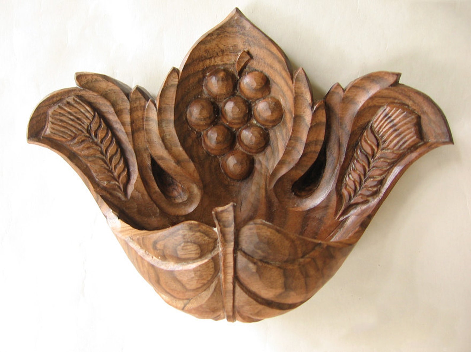 Wall candlestick Vine LeafOOAK wood carving wall hanging Etsy