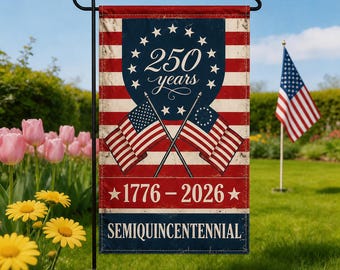 USA 250th Anniversary Triangular Flag, Patriotic Garden Flag 1776-2026, Semiquincentennial Banner, Vintage Americana Outdoor Decor