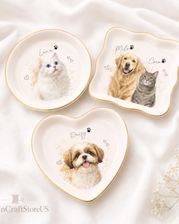 Custom Pet Photo Ring Dish, Personalized Watercolor Dog Portrait Ceramic Trinket Tray By MinCraftStoreUS By MinCraftStoreUS Shop owned by Minh 3 months on Etsy