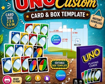 Editable UNO Card Template Canva | Custom Playing Cards Template | Printable Game Cards | Personalized Card Deck | DIY Party Game | Digital