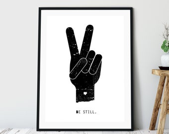 Peace Sign Print, Printable Wall Art, Peace hand gesture, Printable Art, Peace Fingers, Sign Language, Mental Health, Mental Health Art