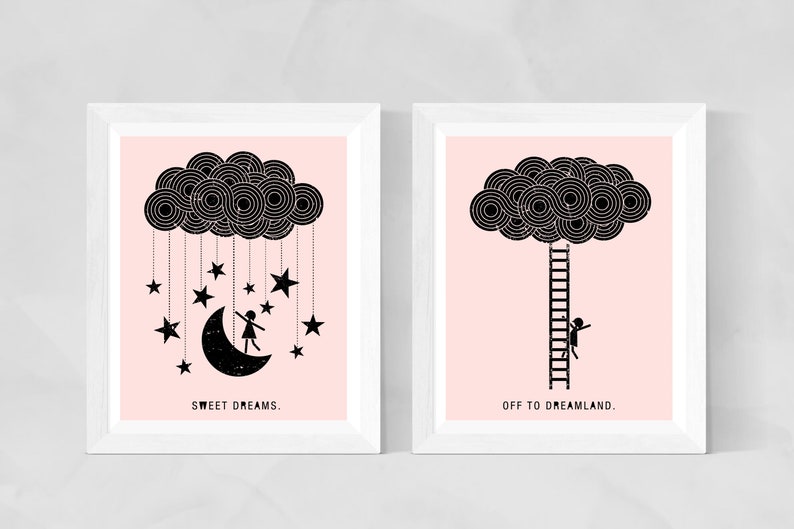 Baby nursery art set baby girl art set girl baby art set Etsy