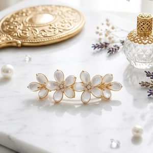 Hårspänne med vintageblommor och strass, elegant bröllopsspänne, kristallfesttillbehör