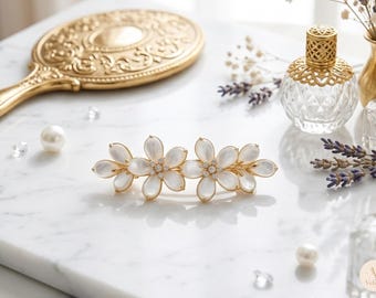 Fermaglio per capelli vintage con fiori e strass, elegante fermaglio da sposa, accessorio per feste con cristalli